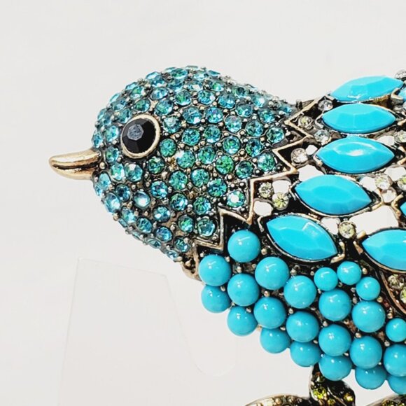Stunning Signed Large Blue Bird Brooch [921] - Picture 4 of 5